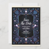 Save The Date Mariage Floral Gothique Halloween (Devant)