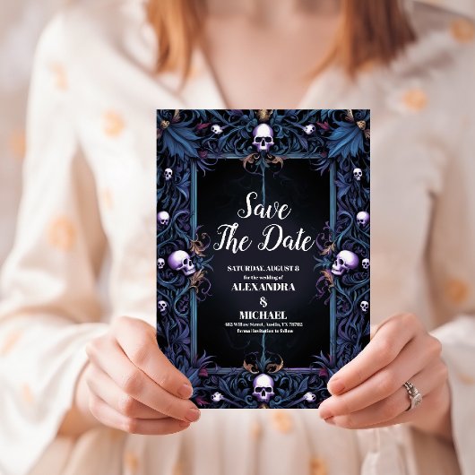Save The Date Mariage Floral Gothique Halloween