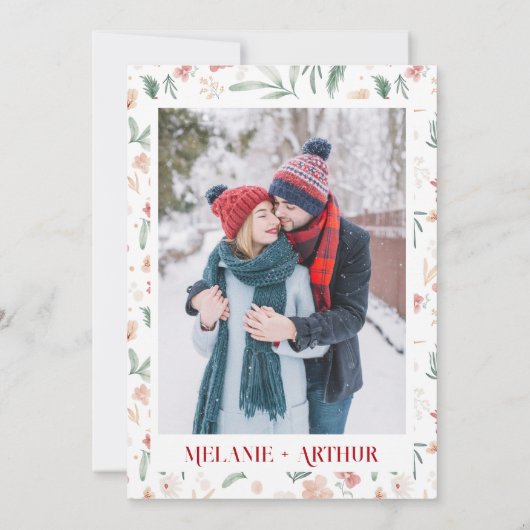 Save The Date Mariage floral hivernal rustique Noël 2 Photo (Dos)