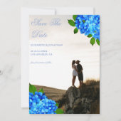 Save The Date Mariage Floral Hydrangea Bleu (Devant)