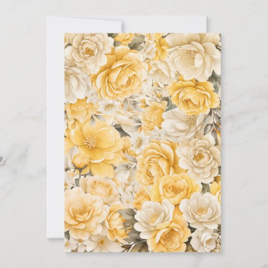 Save The Date Mariage Floral Jaune (Dos)