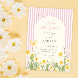 Save The Date Mariage floral jaune rose 