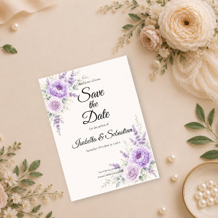 Save The Date Mariage Floral Lavande Élégant