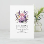 Save The Date Mariage Floral Lavande Numérique (Debout devant)