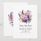 Save The Date Mariage Floral Lavande Numérique (Devant / Derrière)