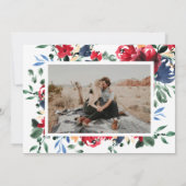 Save The Date Mariage floral marine bordeaux rustique enregistre (Dos)