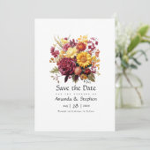 Save The Date Mariage floral marron et jaune (Debout devant)