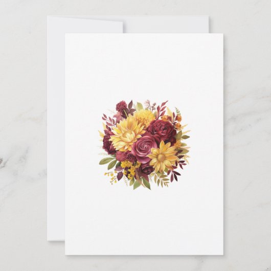 Save The Date Mariage floral marron et jaune (Dos)