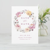 Save The Date Mariage floral mauve de jardin romantique (Debout devant)