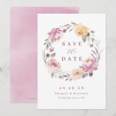 Save The Date Mariage floral mauve de jardin romantique (Devant / Derrière)