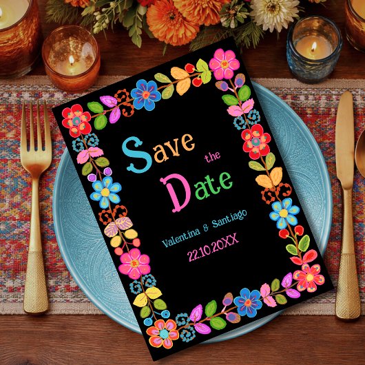 Save The Date Mariage floral mexicain moderne