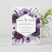 Save The Date Mariage floral minimal moderne violet (Debout devant)