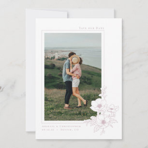 Save The Date Mariage Floral Minimaliste Art Anémone Rose