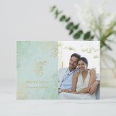 Save The Date Mariage floral Mint & Gold (Debout devant)