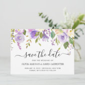 Save The Date Mariage floral moderne Dusty violet violet Peony (Debout devant)