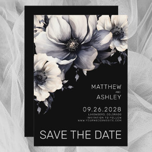 Save The Date Mariage floral noir blanc moderne