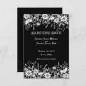 Save The Date Mariage floral noir et blanc (Devant / Derrière)