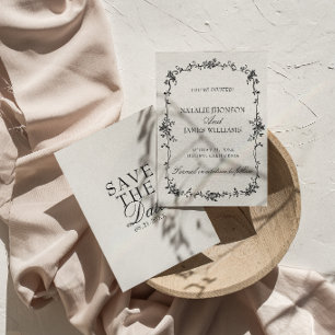 Save The Date Mariage Floral Noir Et Blanc Classique De Famille