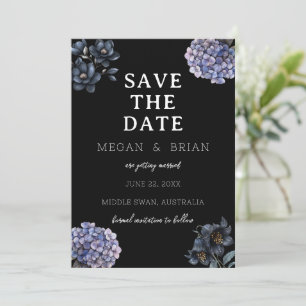 Save The Date Mariage Floral Noir Typographie Classique Sombre