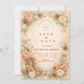 Save The Date Mariage Floral Occidental Rustique (Devant)
