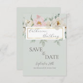 Save The Date Mariage Floral Or Moderne Vert (Devant / Derrière)
