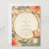 Save The Date Mariage Floral Orange Brûlé (Devant)