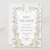 Save The Date Mariage floral orange Grace Pastel Blush (Devant)