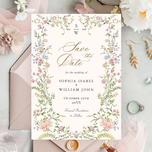 Save The Date Mariage floral orange Grace Pastel Blush