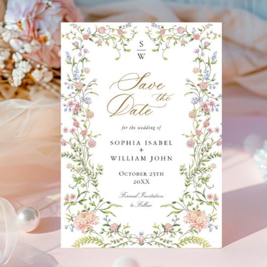 Save The Date Mariage floral orange Grace Pastel Blush