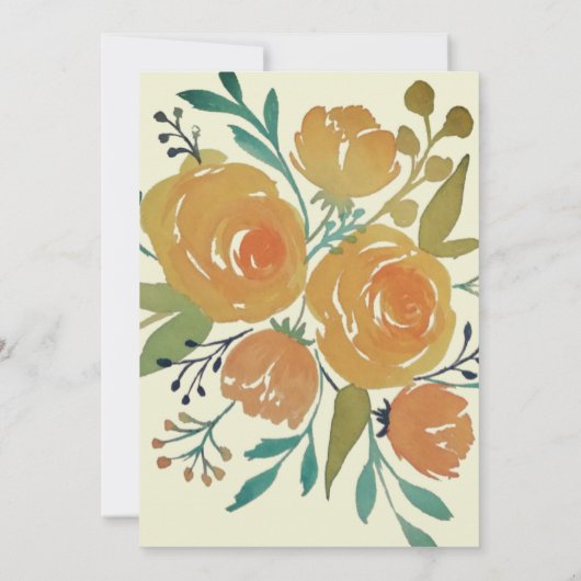 Save The Date Mariage floral orange jaune et crème (Dos)