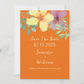 Save The Date Mariage Floral Orange moderne (Devant)