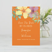 Save The Date Mariage Floral Orange moderne (Debout devant)