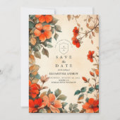 Save The Date Mariage Floral Orange Rustique (Devant)