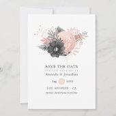 Save The Date Mariage floral Pastel Blush Rose et Charcoal (Devant)