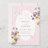 Save The Date Mariage floral pastel violet rose (Devant)