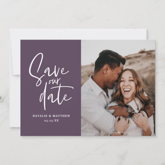 Save The Date Mariage floral photographique moderne enregistrer (Devant)