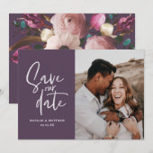 Save The Date Mariage floral photographique moderne enregistrer (Devant / Derrière)