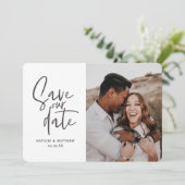 Save The Date Mariage floral photographique moderne enregistrer  (Debout devant)