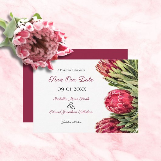 Save The Date Mariage floral Pink rose tropicale