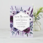Save The Date Mariage floral pourpre à fleurs modernes (Debout devant)