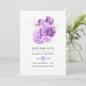 Save The Date Mariage floral pourpre et ivoire (Debout devant)