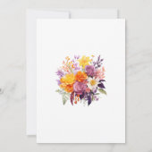 Save The Date Mariage floral pourpre, orange et jaune (Dos)