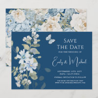 Mariage Floral Poussiéreux Bleu Romantique