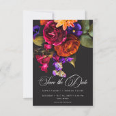 Save The Date Mariage Floral Récolte Vibrant Élégant et Maussade (Devant)