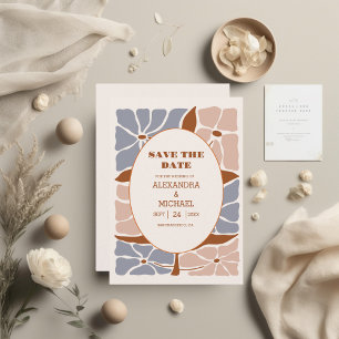 Save The Date Mariage Floral Rétro Bohème Chic