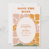 Save The Date Mariage Floral Rétro Bohème Chic (Devant)