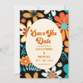 Save The Date Mariage Floral Rétro Bohème des Années Soixante-Di (Devant)