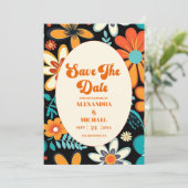 Save The Date Mariage Floral Rétro Bohème des Années Soixante-Di (Debout devant)