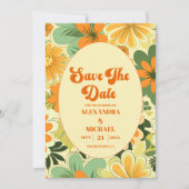 Save The Date Mariage Floral Rétro Boho Groovy (Devant)