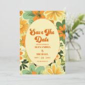 Save The Date Mariage Floral Rétro Boho Groovy (Debout devant)